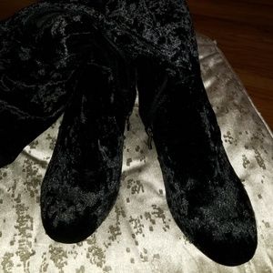 OTK Black Crushed Velvet Boots